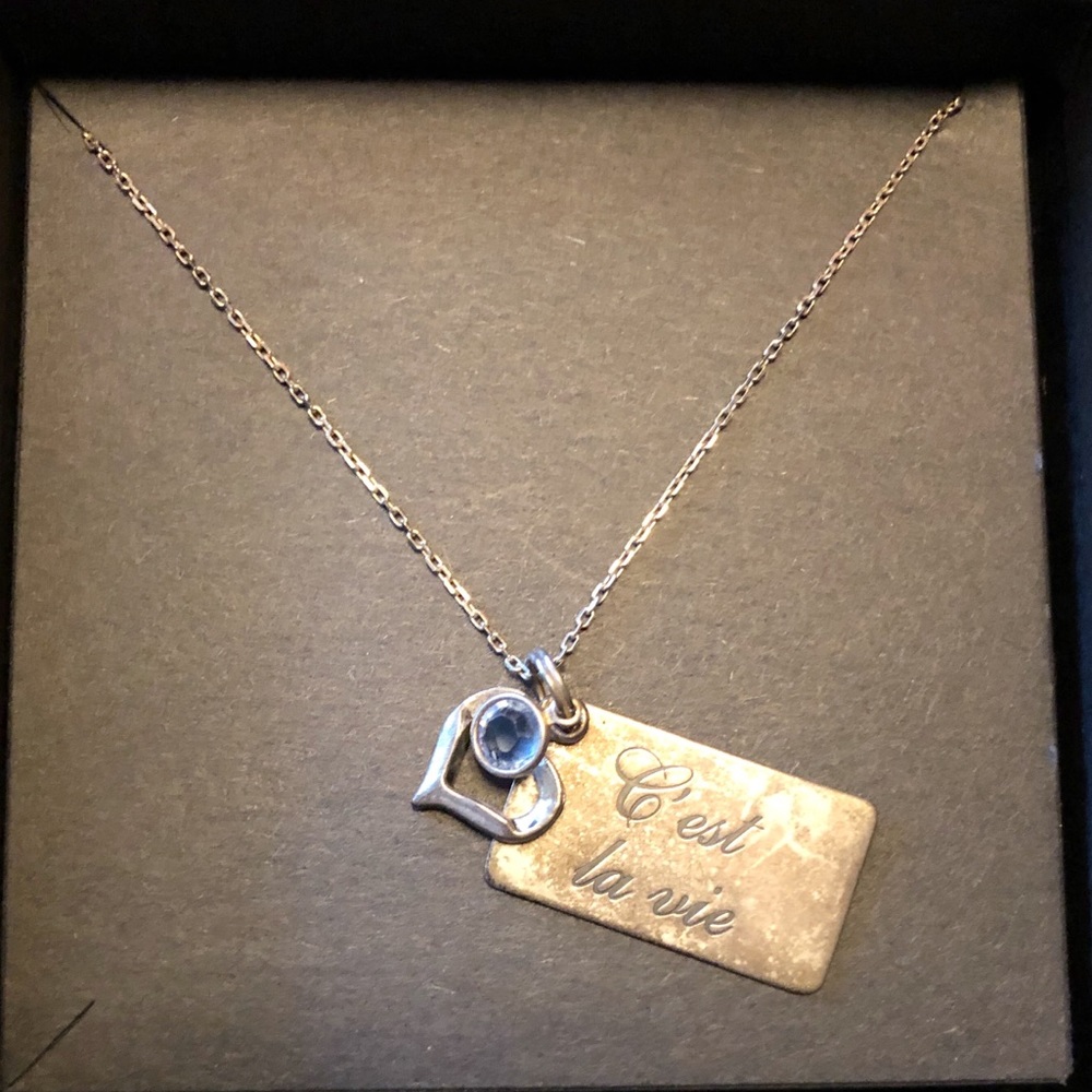 Distressed Silver “C’est La Vie” Necklace